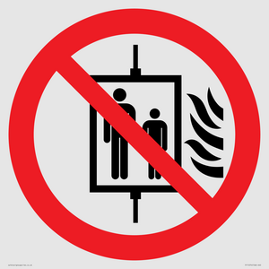 P020 Prohibition: Do not use lift in the event of fire